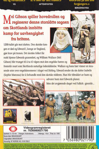 Braveheart Norsk Utgava Baksida