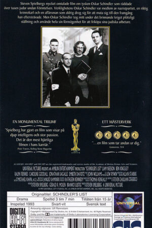 Schindlers List Baksida