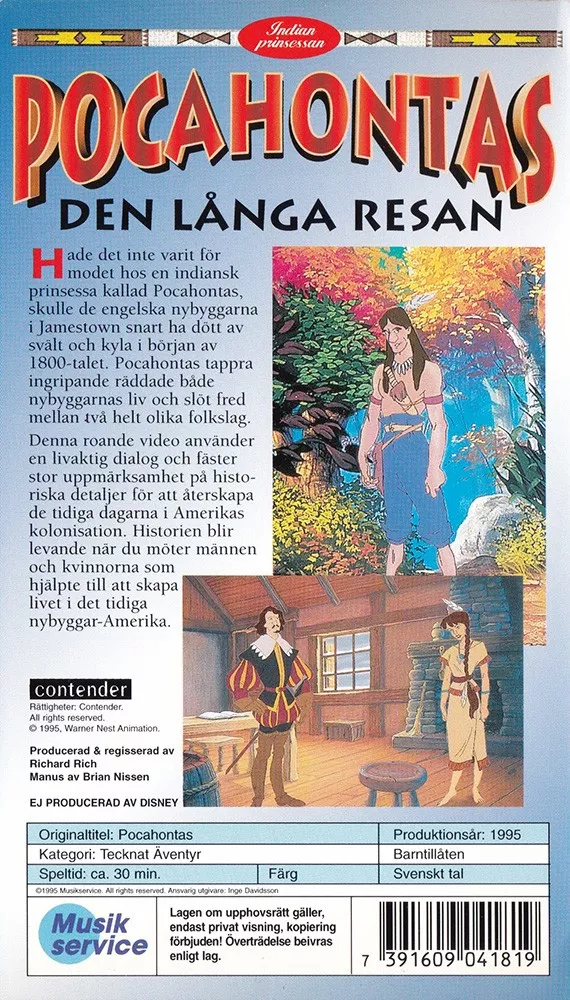 Pocahontas - Den långa resan 2 Pocahontas - Den långa resan (baksida)