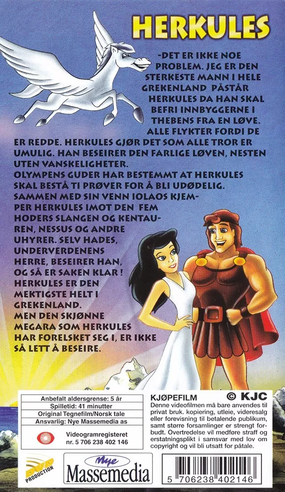 Herkules 3 Herkules (vhs) - Norsk (baksida)